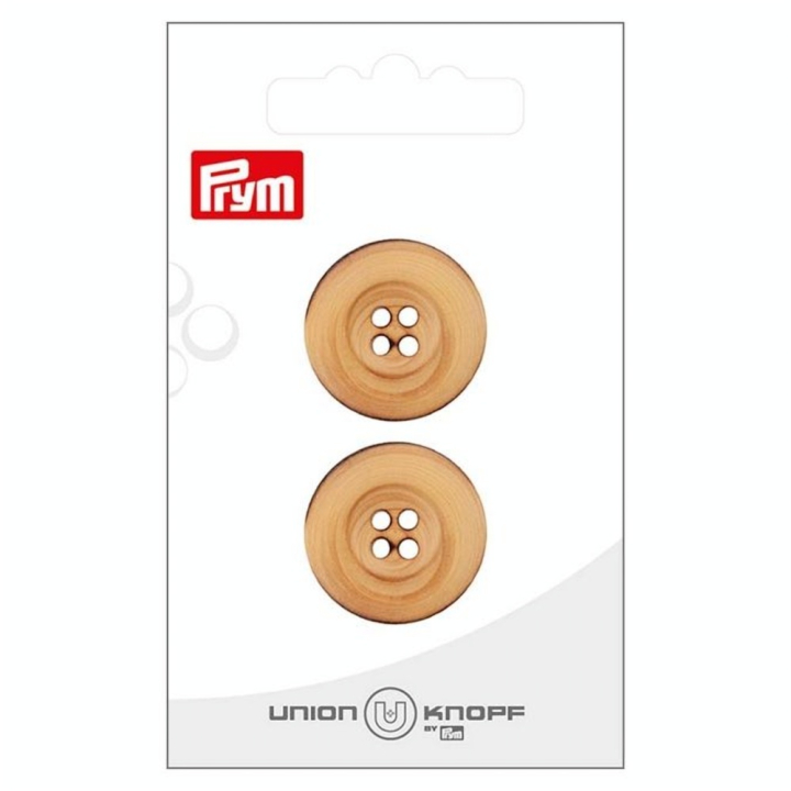 Boutons en bois 23 mm 2 pcs Beige Bord Large - Prym - Rougier et Plé