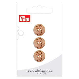 Bouton en bois 15 mm 4 pcs Chat - Prym - Rougier et Plé