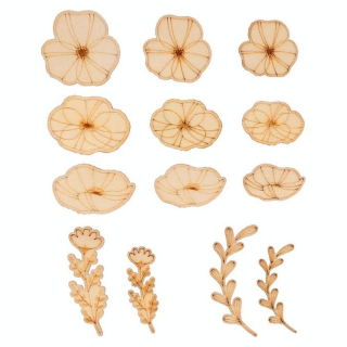 Mini Silhouette en bois Coquelicot 26 pcs - Artemio - Rougier et Plé
