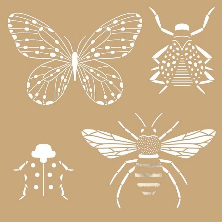 Pochoir Kraft 20 x 20 cm Insectes - Artemio - Rougier et Plé