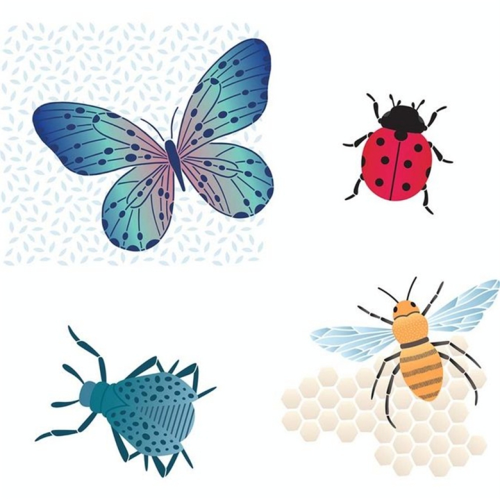 Pochoir Kraft 20 x 20 cm Insectes - Artemio - Rougier et Plé