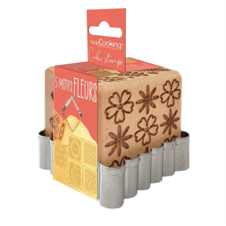 Tampon biscuit bois Flower + découpoir - ScrapCooking - Rougier et Plé