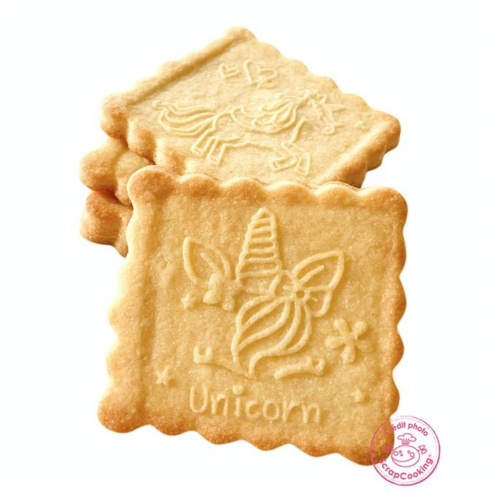 Tampon biscuit bois Licorne + découpoir - ScrapCooking - Rougier et Plé