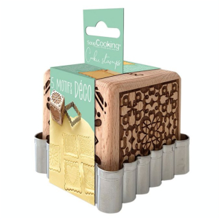 Tampon biscuit bois Déco+ découpoir - ScrapCooking - Rougier et Plé