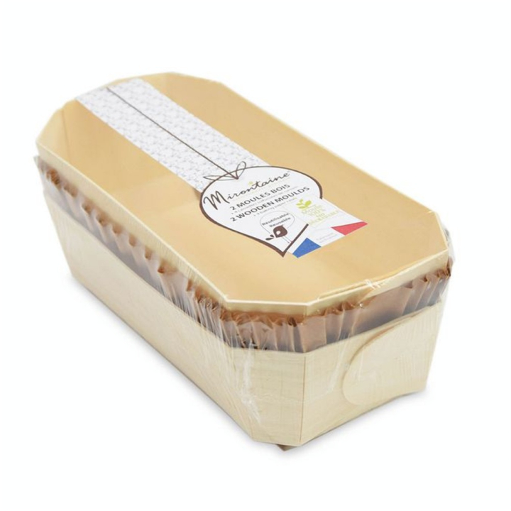 Moules cake en bois 24 cm + caissettes sulfurisées de cuisson - Mirontaine - Rougier et Plé