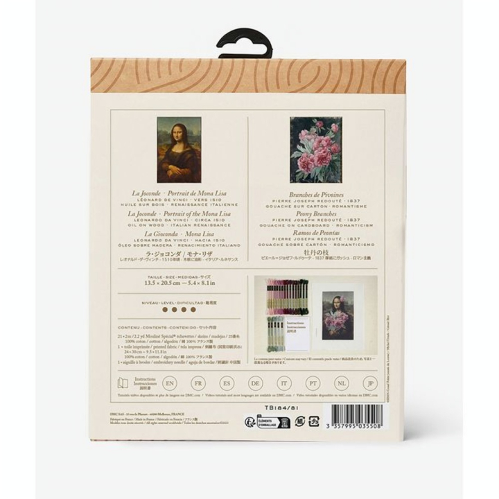 Kit de broderie traditionnelle Mona Lisa & Les Pivoines - DMC - Rougier et Plé