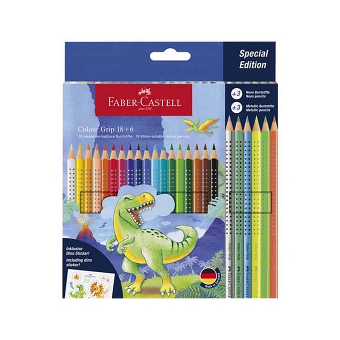 Crayon de couleur Grip Dinosaure 24 pcs - Faber-Castell - Rougier et Plé