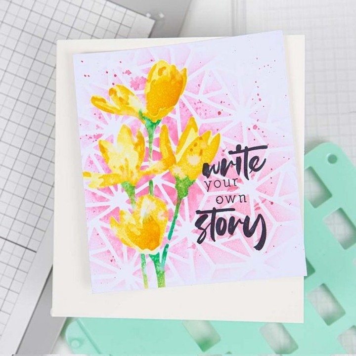 Pochoir à plusieurs couches Geo Flowers 12.5 x 12.5 cm - Sizzix - Rougier et Plé