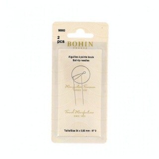 Aiguille à pointe boule N°9 - 2 pcs 34 x 0,60 mm - Bohin - Rougier et Plé