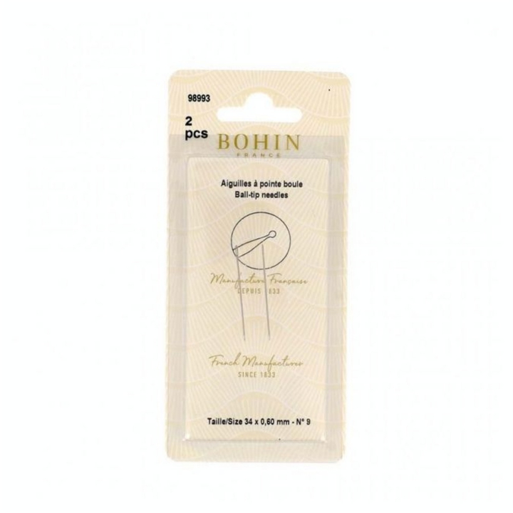 Aiguille à pointe boule N°9 - 2 pcs 34 x 0,60 mm - Bohin - Rougier et Plé