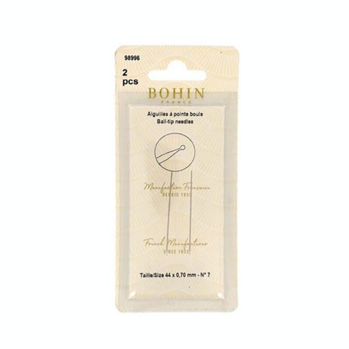 Aiguille à pointe boule N°7 - 2 pcs 44 x 0,70 mm - Bohin - Rougier et Plé