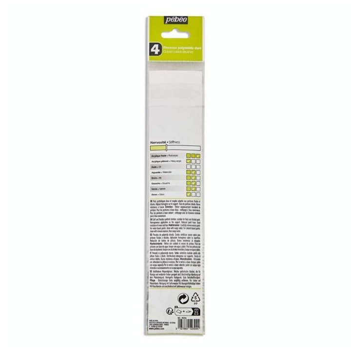 Pinceau court Synthétique 4 pcs Biseauté - Pébéo - Rougier et Plé
