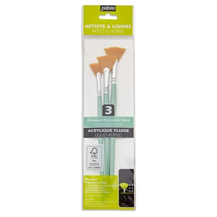 Pinceau court Synthétique 3 pcs Éventail - Pébéo - Rougier et Plé