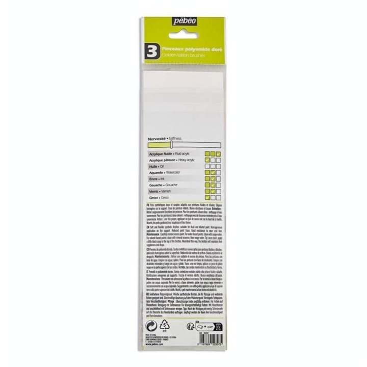 Pinceau court Synthétique 3 pcs Éventail - Pébéo - Rougier et Plé