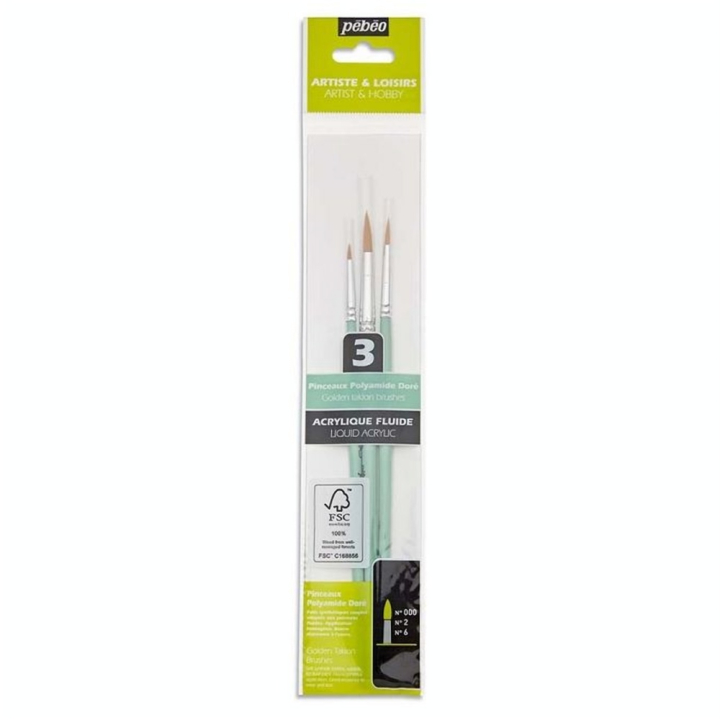 Pinceau court Synthétique 3 pcs Rond - Pébéo - Rougier et Plé