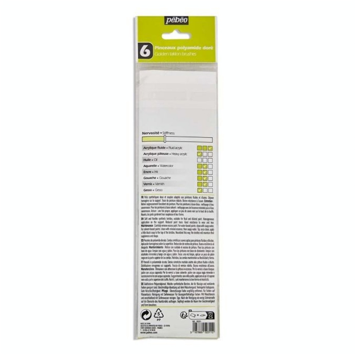 Pinceau court Synthétique Doré 6 pcs Rond - Pébéo - Rougier et Plé