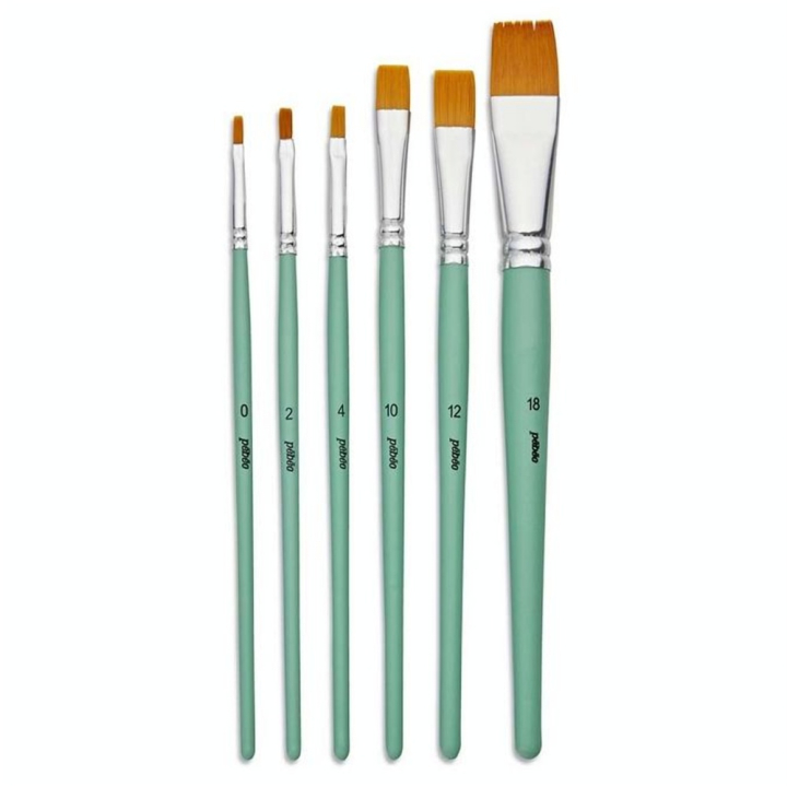 Pinceau court Synthétique 6 pcs Plat - Pébéo - Rougier et Plé