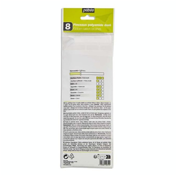 Pinceau court Synthétique 8 pcs Rond + Plat - Pébéo - Rougier et Plé