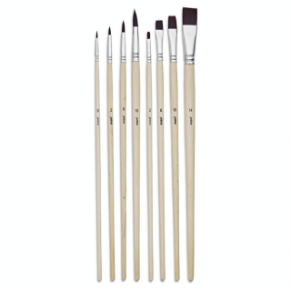 Pinceau long Synthétique Brun 8 pcs Plat + Rond - Pébéo - Rougier et Plé