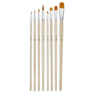 Pinceau long Synthétique Doré 8 pcs Plat + Rond - Pébéo - Rougier et Plé