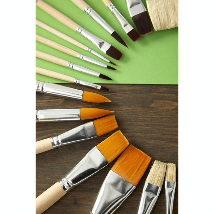 Pinceau long Synthétique Doré 4 pcs Plat + Rond - Pébéo - Rougier et Plé