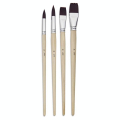 Pinceau long Synthétique Brun 4 pcs Plat + Rond - Pébéo - Rougier et Plé