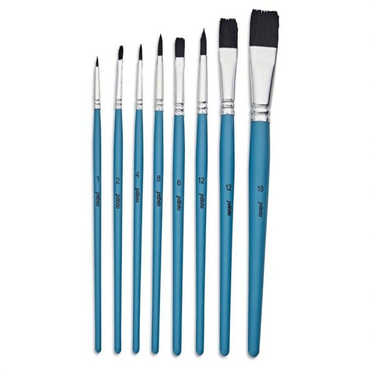 Pinceau Aquarelle Imitation Petit Gris 8 pcs Rond + Plat - Pébéo - Rougier et Plé