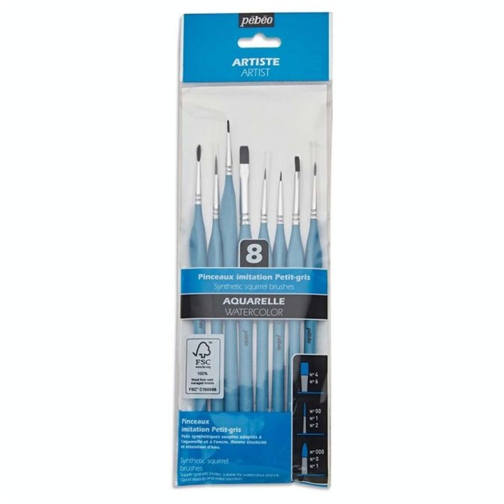 Pinceau Aquarelle Imitation Petit Gris 8 pcs Précision - Pébéo - Rougier et Plé