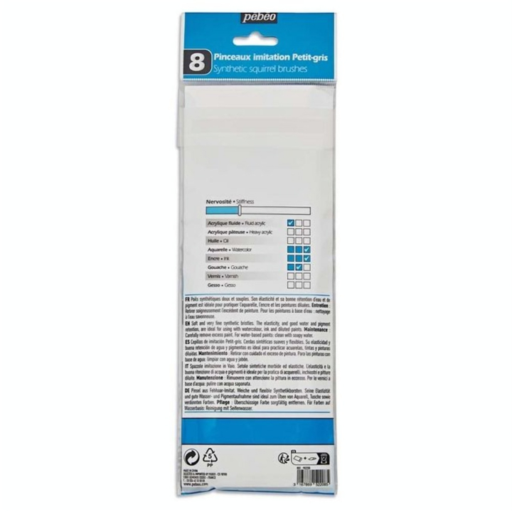 Pinceau Aquarelle Imitation Petit Gris 8 pcs Précision - Pébéo - Rougier et Plé