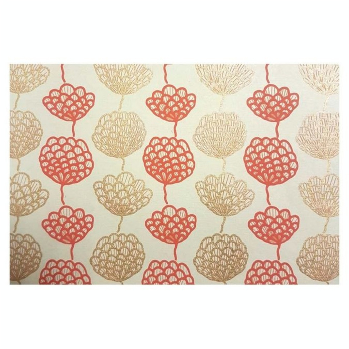 Papier Indien fait main 50 x 70 cm 120 g/m² Guirlande Pomme De Pin Rouge & Or - Esprit Papier - Rougier et Plé