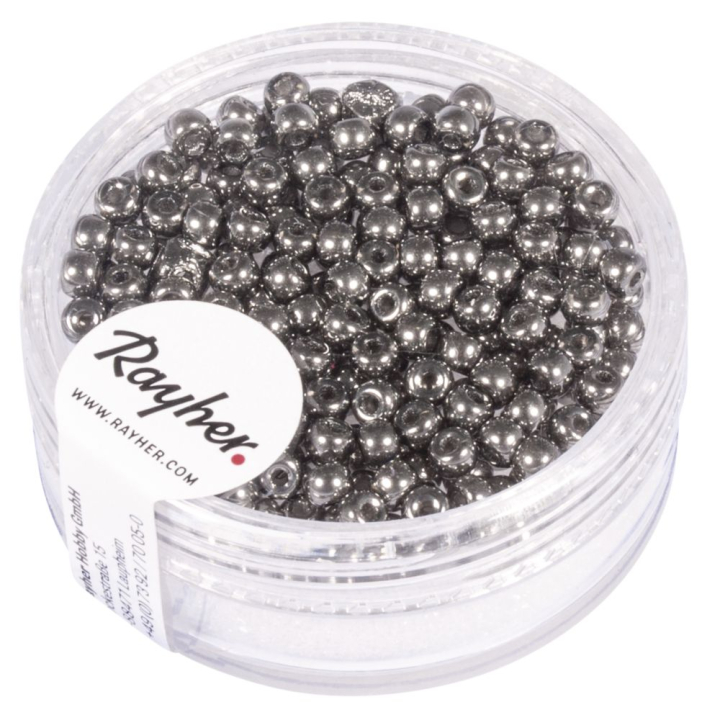 Perles de rocaille 3 mm Anthracite brillant - Rayher - Rougier et Plé