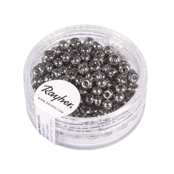 Perles de rocaille 4 mm Anthracite brillant - Rayher - Rougier et Plé