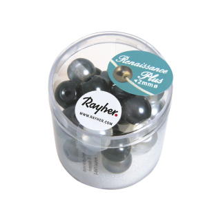 Perles en verre Renaissance 10 mm mi-transparent Blanc/gris Grand trou - Rayher - Rougier et Plé