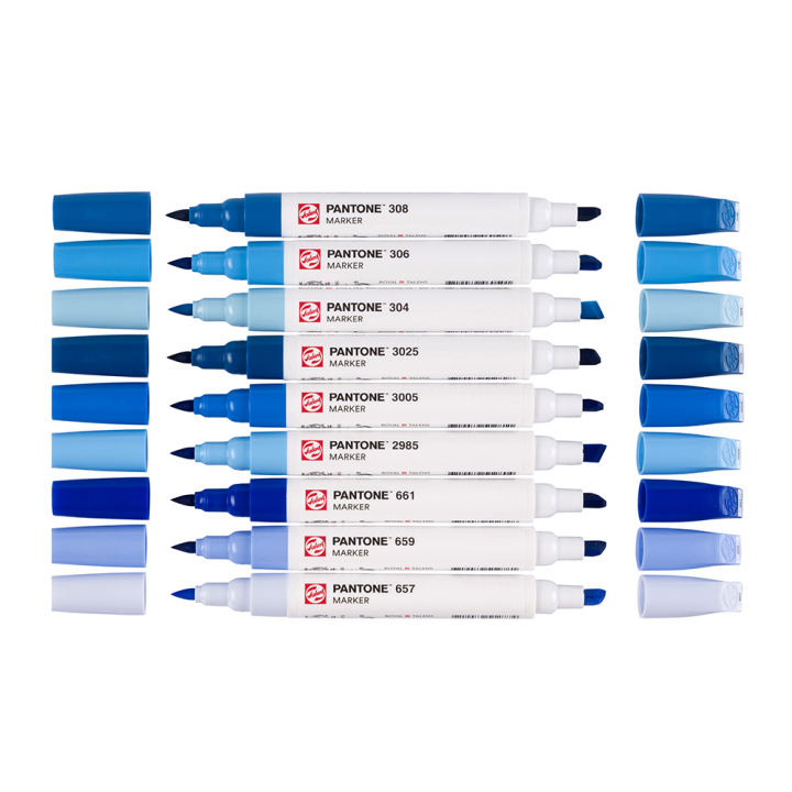 Marqueur double pointe Set Blue 9 pcs - Talens - Rougier et Plé