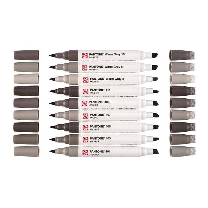 Marqueur double pointe Set Warm Gray 9 pcs - Talens - Rougier et Plé