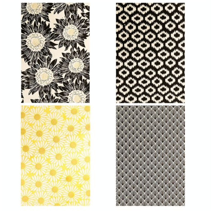 Papier népalais 28 x 21,5 cm 12 pcs Foil Noir Jaune - Artemio - Rougier et Plé