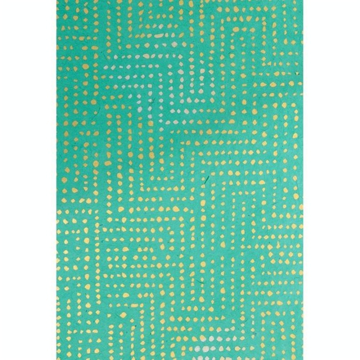 Papier népalais 28 x 21,5 cm 12 pcs Foil Vert Jaune - Artemio - Rougier et Plé