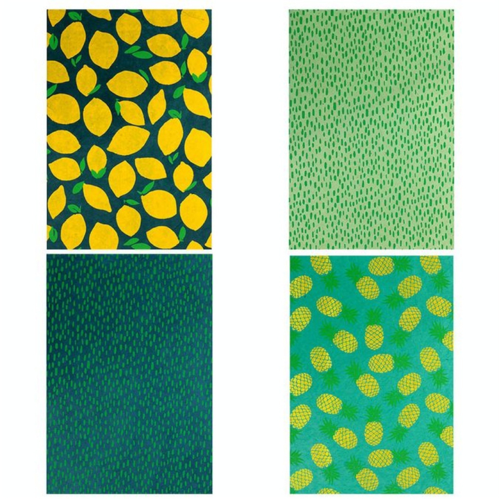 Papier népalais 28 x 21,5 cm 12 pcs Foil Vert Jaune - Artemio - Rougier et Plé