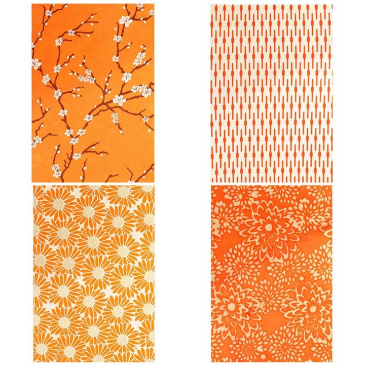 Papier népalais 28 x 21,5 cm 12 pcs Foil Orange - Artemio - Rougier et Plé