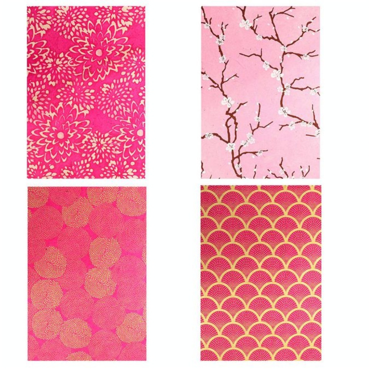 Papier népalais 28 x 21,5 cm 12 pcs Foil Rose - Artemio - Rougier et Plé