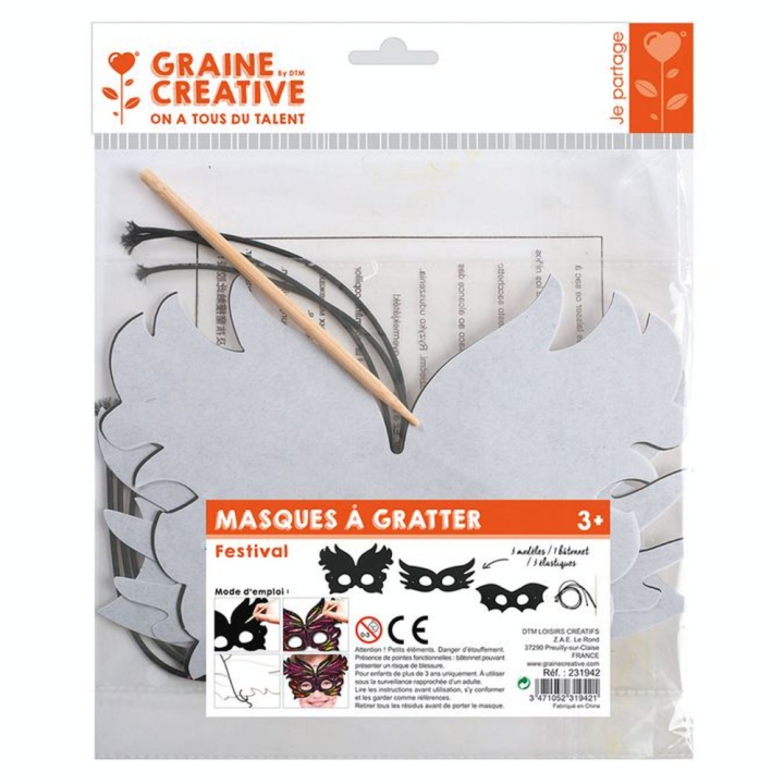 Masque à gratter 3 pcs Festival - Graine Créative - Rougier et Plé