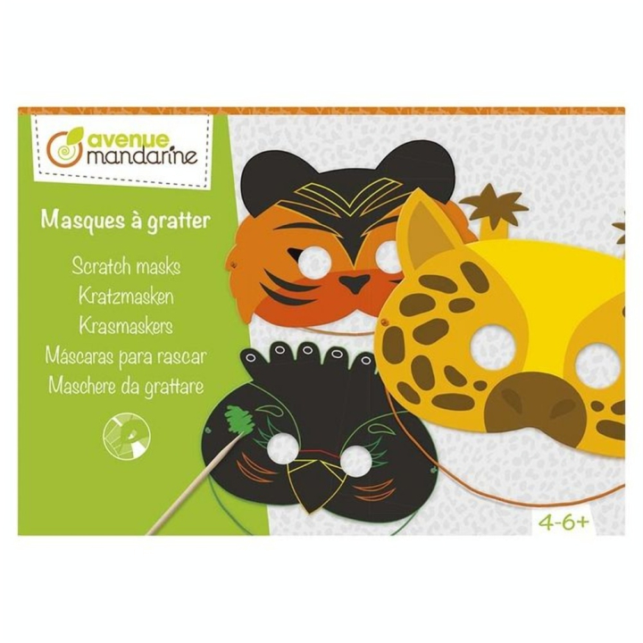 Boîte créative Masques à gratter Animaux de la jungle - Avenue Mandarine - Rougier et Plé