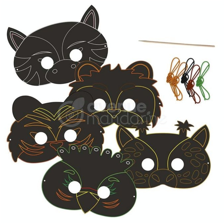 Boîte créative Masques à gratter Animaux de la jungle - Avenue Mandarine - Rougier et Plé