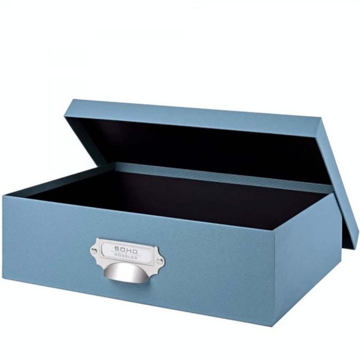 Boîte à couvercle Porte-étiquette S.O.H.O 33,7 x 25,5 x 10,5 cm Bleu - Rössler - Rougier et Plé