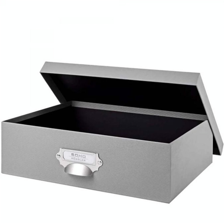 Boîte à couvercle Porte-étiquette S.O.H.O 33,7 x 25,5 x 10,5 cm Gris - Rössler - Rougier et Plé