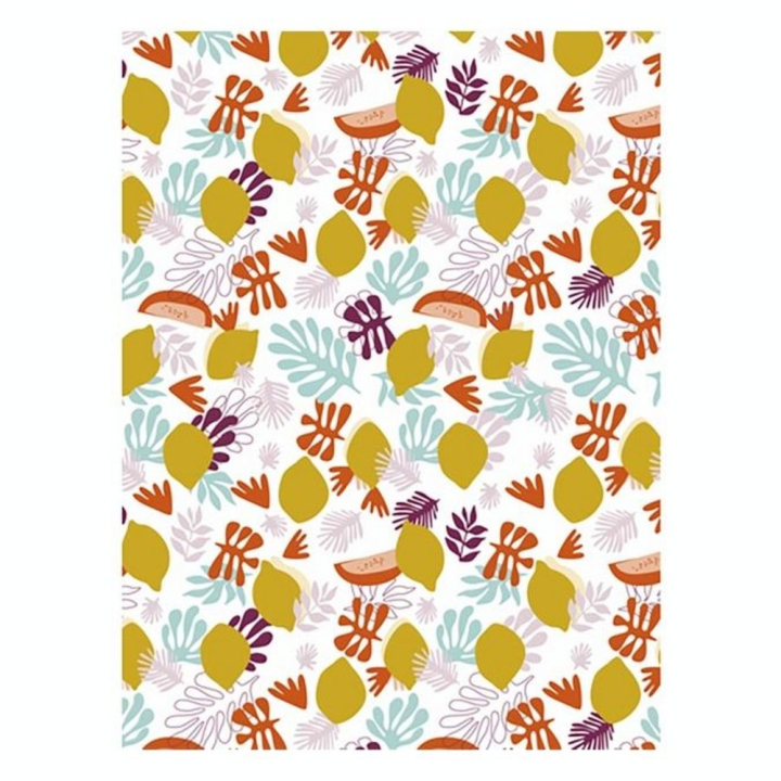 Papier 860 Citrons et oranges fond blanc - Décopatch - Rougier et Plé