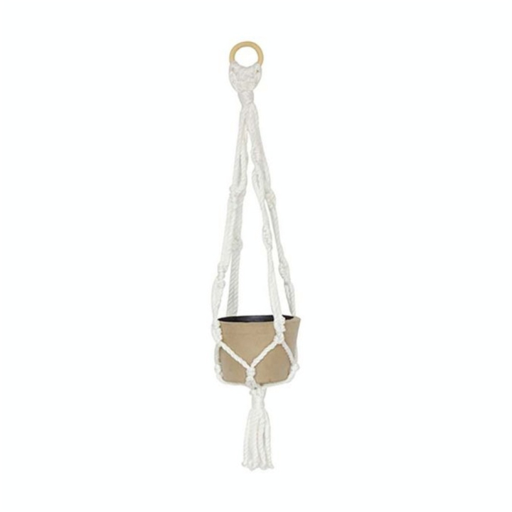 Grande suspension macramé avec cache-pot 12,5 x 12,5 x 57 cm - Décopatch - Rougier et Plé