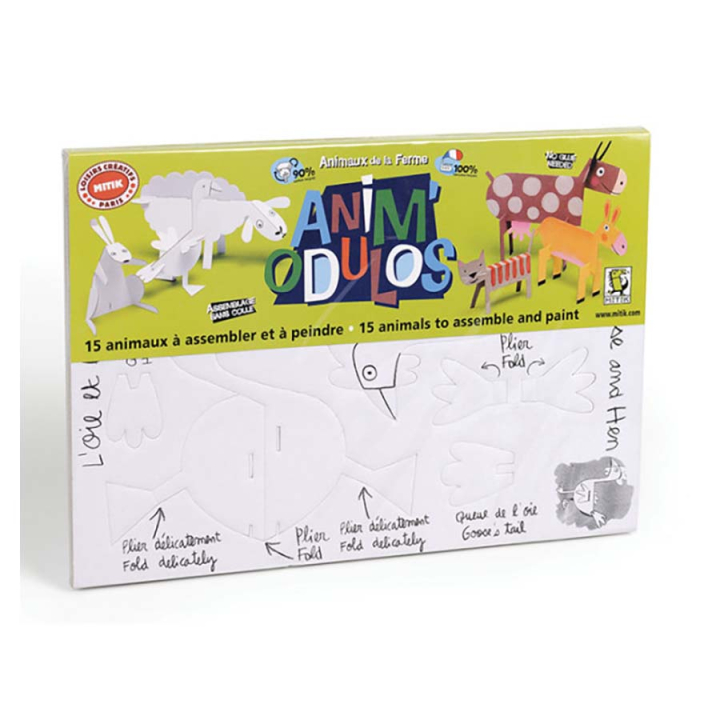 Carton à assembler Anim'Odulos Animaux de la ferme 15 pcs - Aladine - Rougier et Plé