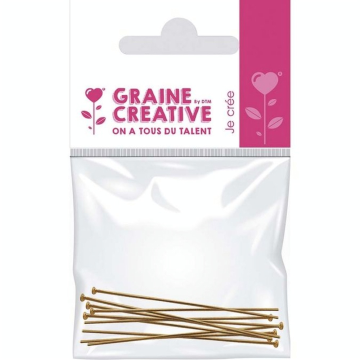 Clou de jonction Tête plate 10 pcs 50 mm Coloris or - Graine Créative - Rougier et Plé