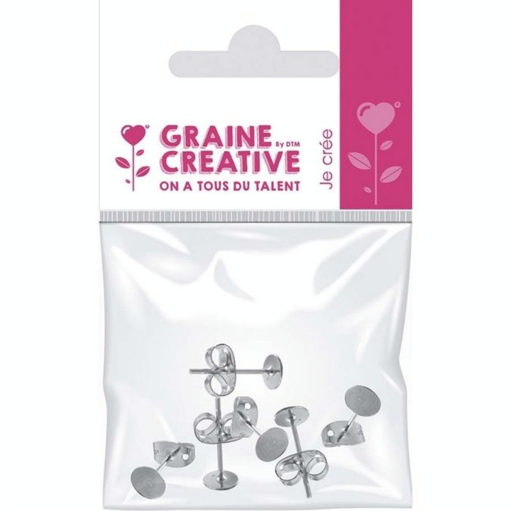 Clou d'oreille 6 pcs 12 mm Coloris argent - Graine Créative - Rougier et Plé